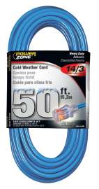 PowerZone Extension Cord, 14 AWG Cable, 5-15P Grounded Plug, 5-15R Grounded Receptacle, 50 ft L, 15 A, 125 V