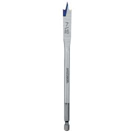IRWIN 88807 Spade Drill Bit, 7/16 in Dia, 6 in OAL, Flat Flute, 1/4 in Dia Shank, Hex Shank