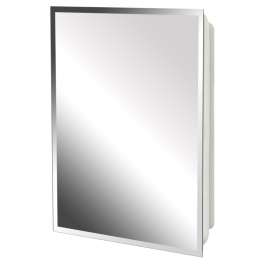 Zenith MP109 Medicine Cabinet, 16 in OAW, 4-1/2 in OAD, 20 in OAH, Polystyrene, Metallic, 2-Shelf
