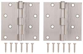 ProSource BH-502SN-PS Square Corner Door Hinge, Steel, Satin Nickel, Loose Pin, 180 deg Range of Motion