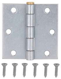 ProSource 20337MGS-PS Square Corner Door Hinge, Steel, Mechanical Galvanized, Loose Pin, 180 deg Range of Motion