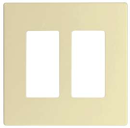 Eaton Cooper Wiring PJ PJS262LA Wallplate, 4.87 in L, 4.94 in W, 2 -Gang, Polycarbonate, Light Almond, High-Gloss