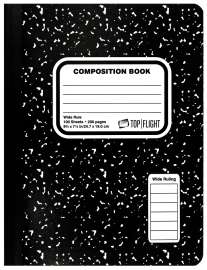 Top Flight MB100 4511923 Marbled Composition Book, 100-Sheet, Sewn Binding