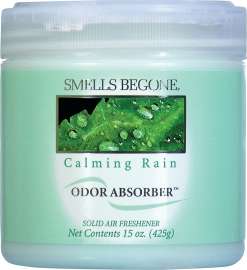 SMELLS BEGONE 50516 Odor Absorbing Gel, 15 oz Jar, Calming Rain, 450 sq-ft Coverage Area