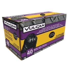 VULCAN FG-03812-11 Trash Bag, 33 gal Capacity, Black