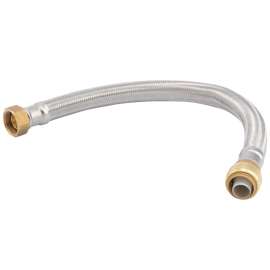 SharkBite U3088FLEX18LF Braided Flexible Water Heater Connector, 3/4 in, FIP, Stainless Steel, 18 in L