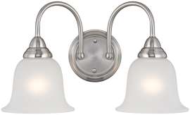 Boston Harbor LYB130928-2VL-BN Wall Sconce, 60 W, 2-Lamp, A19 or CFL Lamp, Steel Fixture, Brushed Nickel Fixture