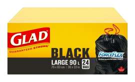 GLAD 30306 Trash Bag, L, 90 L Capacity, Black
