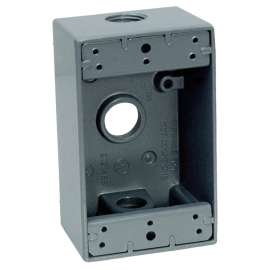 TEDDICO/BWF 1503-1 Outlet Box, 1 -Gang, 3 -Knockout, 3-1/2 in Knockout, Metal, Gray, Powder-Coated