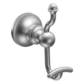 Moen Vale Series DN4403CH Robe Hook, 30 lb, 2-Hook, Zinc, Chrome, Wall Mounting