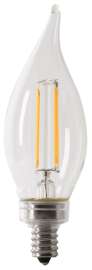 Feit Electric BPCFC60/950CA/FIL LED Bulb, Decorative, Flame Tip Lamp, 60 W Equivalent, E12 Lamp Base, Dimmable, Clear
