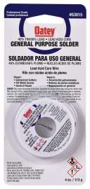 Oatey 53015 Acid Core Wire Solder, 1/4 lb Carded, Solid, Silver, 360 to 460 deg F Melting Point