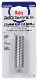 Oatey 53174 Acid Core Wire Solder, 1-1/2 oz Carded, Solid, Silver, 450 to 464 deg F Melting Point