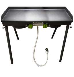 BARBOUR PS217 Patio Stove with Griddle Tapper, 2-Burner, 30,000 Btu, Aluminum/Steel