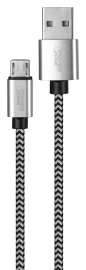 PowerZone KL-029X-2M-MICRO Micro Charging Cable, Braided Cable + Aluminum Alloy, Black + White Braided Cable, 6 ft L