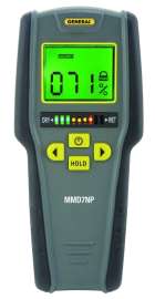 GENERAL MMD7NP Moisture Meter, 0 to 53% Softwood, 0 to 35% Hardwood, +/-4 % Accuracy, LCD Display