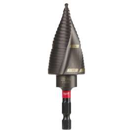 Milwaukee SHOCKWAVE Impact Duty 48-89-9249 Step Drill Bit, 7/8 to 1-1/8 in Dia, Spiral Flute, 2-Flute, Hex Shank