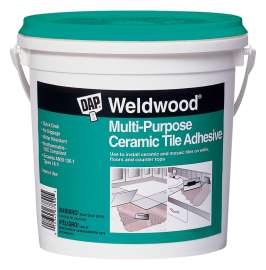 WELDWOOD 7079825190 Ceramic Tile Adhesive, Paste, Very Slight Ammonia, White, 1 qt Pail