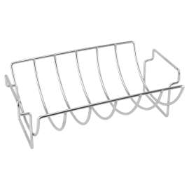 Omaha BBQ-37237 Rib and Roast Holder, 14-1/2 in L, Stainless Steel, Stainless Steel, Build-in Handle