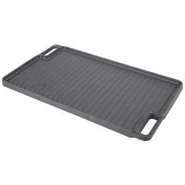 Omaha Grill Plate, 17-3/4 in L, Steel, Black, Build-in Handle