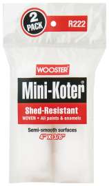 WOOSTER Mini-Koter R222-4 Mini Roller, 3/8 in Thick Nap, 4 in L, Fabric Cover