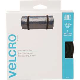 VELCRO Brand One Wrap 91372 Fastener, 1-1/2 in W, 30 in L, Nylon/Polypropylene, Black