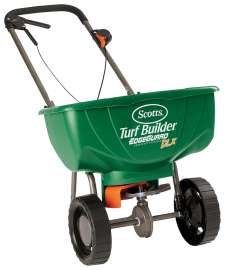 Scotts Turf Builder 76232 Deluxe Broadcast Spreader, 15,000 sq-ft Coverage Area, 72 in W Spread, 60 lb Capacity