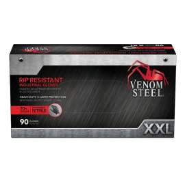 VENOM STEEL VEN6146N Disposable Gloves, 2XL, Nitrile, Powder-Free, Black, 9-1/2 in L