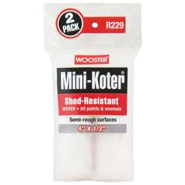 WOOSTER Mini-Koter R229-4 Mini Roller, 1/2 in Thick Nap, 4 in L, Fabric Cover
