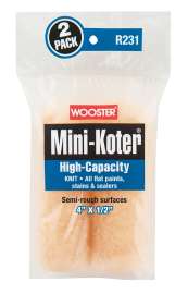WOOSTER Mini-Koter R231-4 Mini Roller, 1/2 in Thick Nap, 4 in L, Fabric Cover