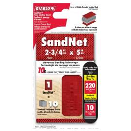 Diablo SandNet DND234220S10N Sanding Sheet, 2-3/4 in L, 220 Grit, Aluminum Oxide Abrasive