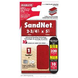 Diablo SandNet DND234320S10N Sanding Sheet, 2-3/4 in L, 320 Grit, Aluminum Oxide Abrasive