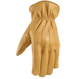 Wells Lamont ComfortHyde 984-L Slip-On Work Gloves, Men's, L, 9 to 9-1/2 in L, Deer Skin Leather, Gold/Yellow