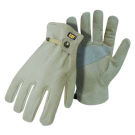 Cat CAT012110J Driver Gloves, Men's, Jumbo, Keystone Thumb, Ball and Tape Cuff, Cowhide Leather, Tan
