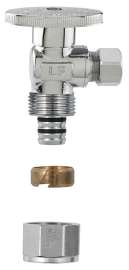 Plumb Pak PP2886EZ No Crimp Angle Stop Valve, 1/2 x 3/8 in Connection, PEX Barb x Compression, Brass Body
