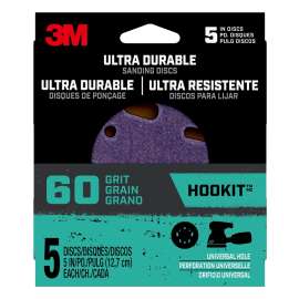 3M 27254 Power Sanding Disc, 5 in Dia, 60 Grit, Coarse, Ceramic Abrasive, 5-Hole, 8-Hole