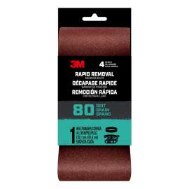 3M 27400 Sanding Belt, 3 in W, 18 in L, 80 Grit, Aluminum Oxide Abrasive