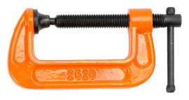 PONY 2620 Classic C-Clamp, 400 lb Clamping, 2 in Max Opening Size, 1 in D Throat, Ductile Iron Body, Orange Body