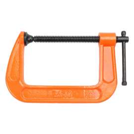 PONY 2640 Classic C-Clamp, 800 lb Clamping, 4 in Max Opening Size, 3 in D Throat, Ductile Iron Body, Orange Body