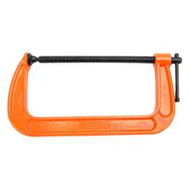 PONY 2680 Classic C-Clamp, 1000 lb Clamping, 8 in Max Opening Size, 4 in D Throat, Ductile Iron Body, Orange Body