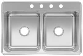 SINK DOUBLE BOWL SS 33X22X7IN