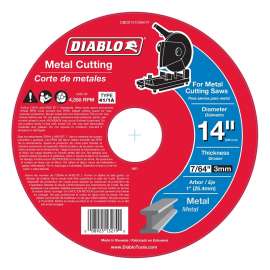 Diablo DBD014109A01F Chop Saw Disc, 14 in Dia, 1 in Arbor, Aluminum Oxide Abrasive