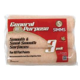 SIMMS General Purpose 4704 Roller Refill, 3/8 in Thick Nap, 9-1/2 in L, Polyester Fabric Cover
