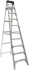 Louisville AS3010 Step Ladder, 170 in Max Reach H, 9-Step, 300 lb, Type IA Duty Rating, 3 in D Step, Aluminum