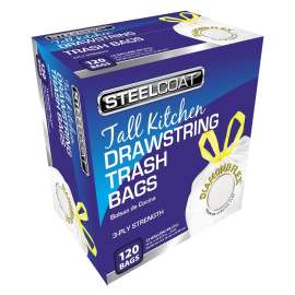 STEELCOAT FG-P9921-17N Trash Bag, 25 x 27.4 in, 13 gal Capacity, White
