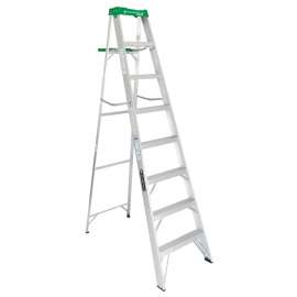 Louisville AS4000 Series AS4008 Step Ladder, 7-Step, 225 lb, Type II Duty Rating, 3 in D Step, Aluminum