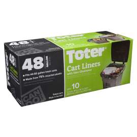 Toter GB048-R8000 Trash Cart Liner, 48 gal Capacity, Plastic, Black