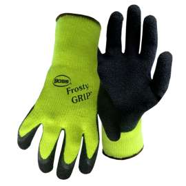 BOSS 8439NX Insulated Work Gloves, XL, 12 in L, Knit Wrist Cuff, Acrylic/Latex, Black/Hi-Viz Green