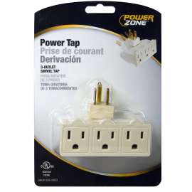 PowerZone OR101100 Outlet Adapter, 125 V, 3 -Outlet, White
