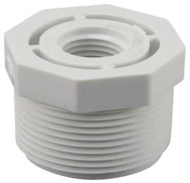 GENOVA 300 Series 34355 Pipe Reducing Bushing, 1-1/2 in MIP x 1/2 in FIP, White
